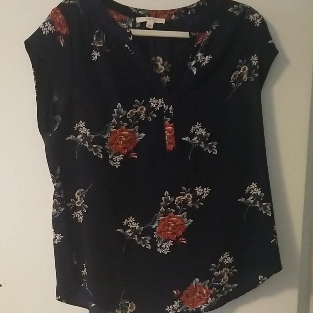 Orange Floral Cap Sleeve Blouse